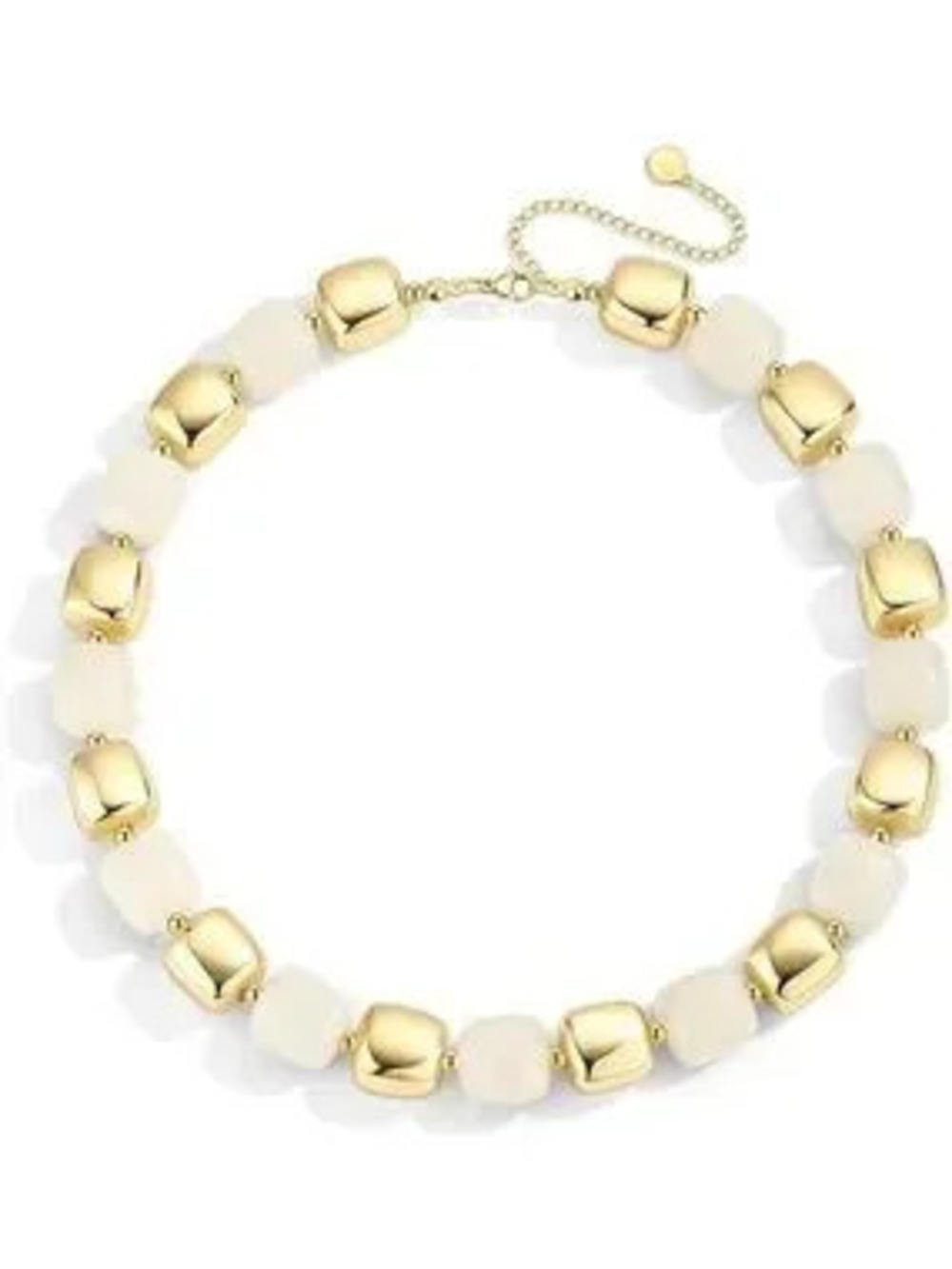 Anthropologie Gold Tone and Cream Bead Collar Necklace